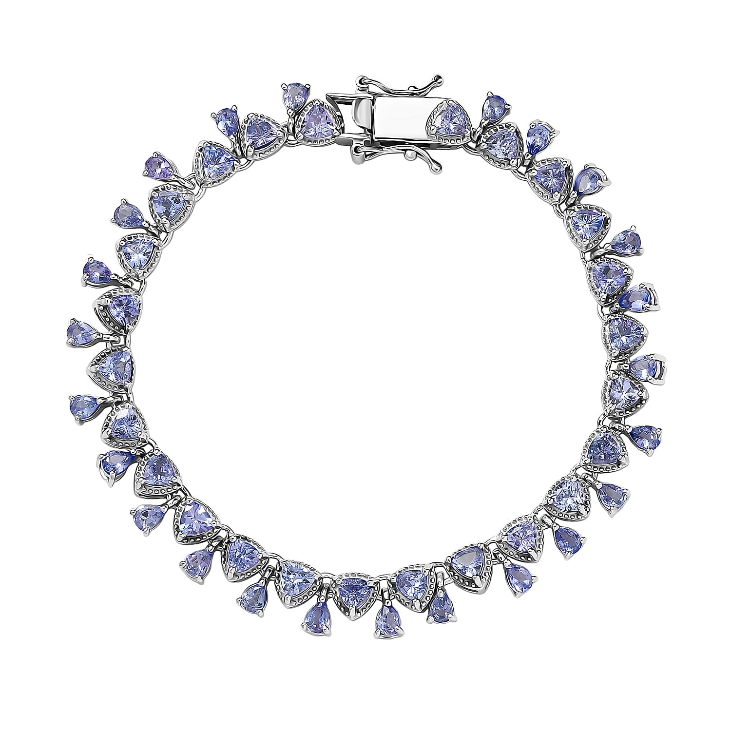 D'Joy Tanzanite Bracelet in Rhodium Over Sterling Silver (6.50 In) 7.65 ctw