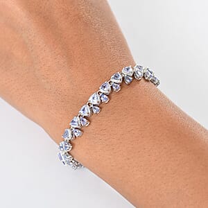 D'Joy Tanzanite 9.10 ctw Floral Vines Bracelet in Rhodium Over Sterling Sil (7.25 In) 