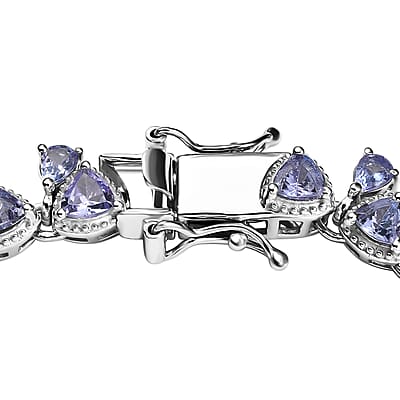 D'Joy Tanzanite 9.10 ctw Floral Vines Bracelet in Rhodium Over Sterling Sil (7.25 In)