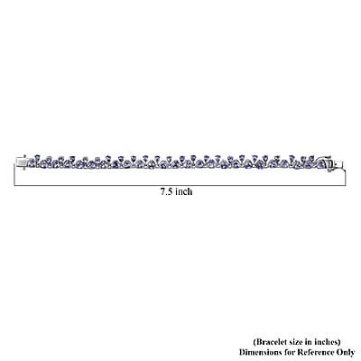D'Joy Tanzanite 9.10 ctw Floral Vines Bracelet in Rhodium Over Sterling Sil (7.25 In)