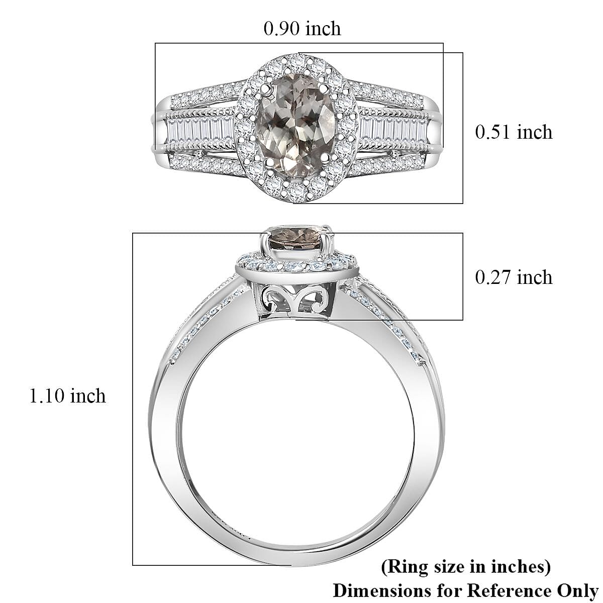D'Joy Turkizite and Moissanite 1.65 ctw Ring in Rhodium Over Sterling Silver (Size 10.0)