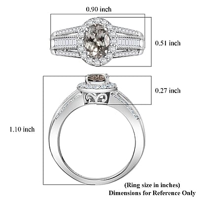 D'Joy Turkizite and Moissanite 1.65 ctw Ring in Rhodium Over Sterling Silver (Size 10.0)