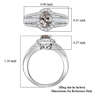 D'Joy Turkizite and Moissanite 1.65 ctw Ring in Rhodium Over Sterling Silver (Size 7.0)