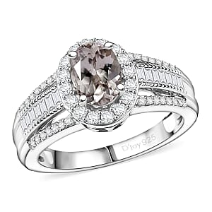 D'Joy Turkizite and Moissanite 1.65 ctw Ring in Rhodium Over Sterling Silver (Size 8.0)