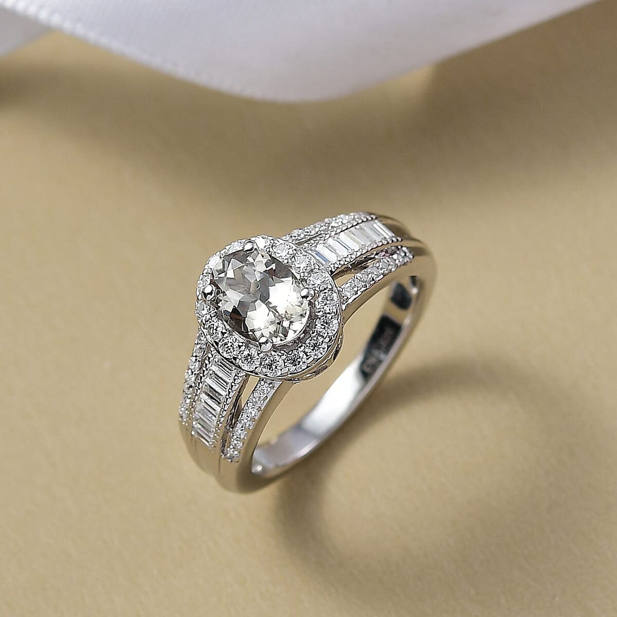 D'Joy Turkizite and Moissanite 1.65 ctw Ring in Rhodium Over Sterling Silver (Size 8.0) image number 1