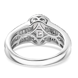 D'Joy Turkizite and Moissanite 1.65 ctw Ring in Rhodium Over Sterling Silver (Size 8.0)