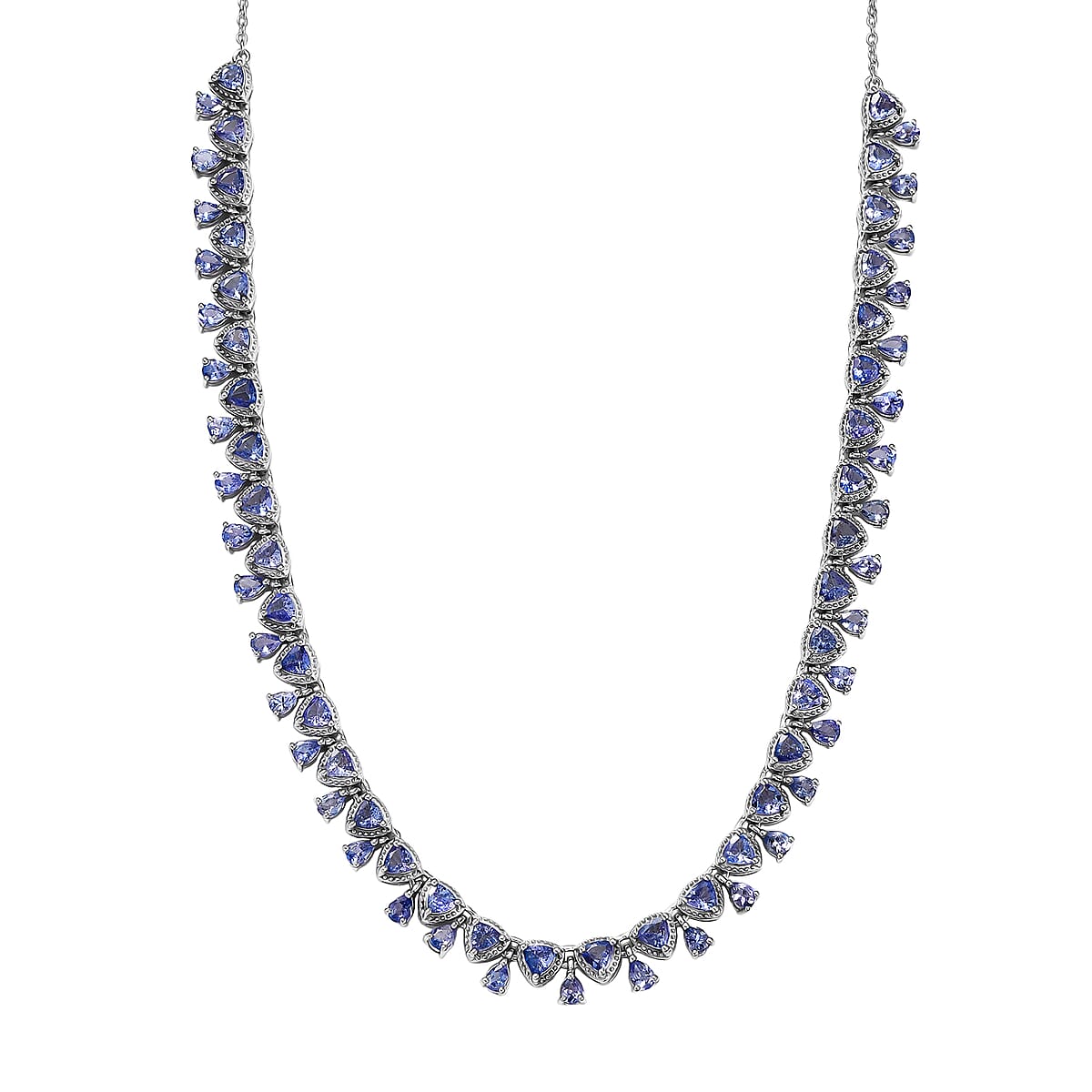 D'Joy Tanzanite 13.00 ctw Floral Vines Necklace in Rhodium Over Sterling Silver 18 Inches image number 0