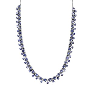 D'Joy Tanzanite 13.00 ctw Floral Vines Necklace in Rhodium Over Sterling Silver 18 Inches
