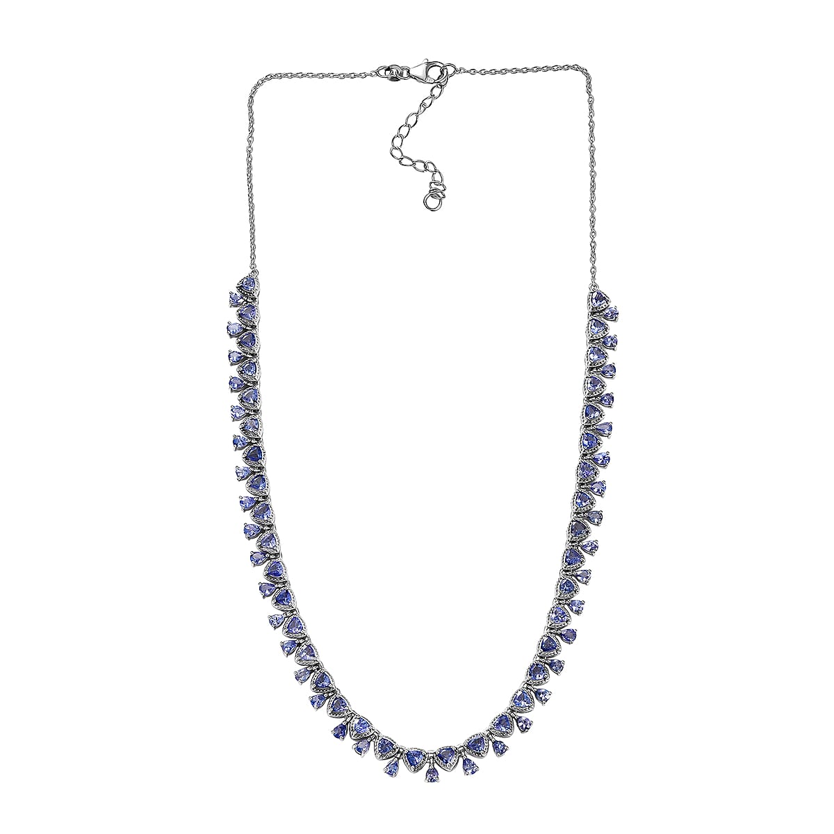 D'Joy Tanzanite 13.00 ctw Floral Vines Necklace in Rhodium Over Sterling Silver 18 Inches image number 3