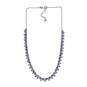 D'Joy Tanzanite 13.00 ctw Floral Vines Necklace in Rhodium Over Sterling Silver 18 Inches