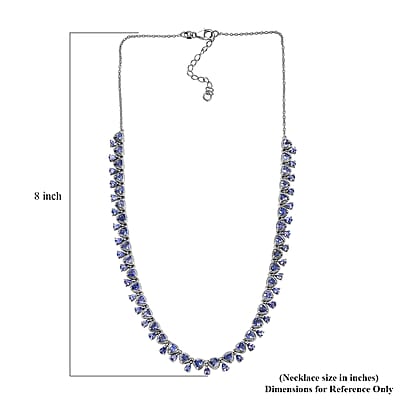 D'Joy Tanzanite 13.00 ctw Floral Vines Necklace in Rhodium Over Sterling Silver 18 Inches