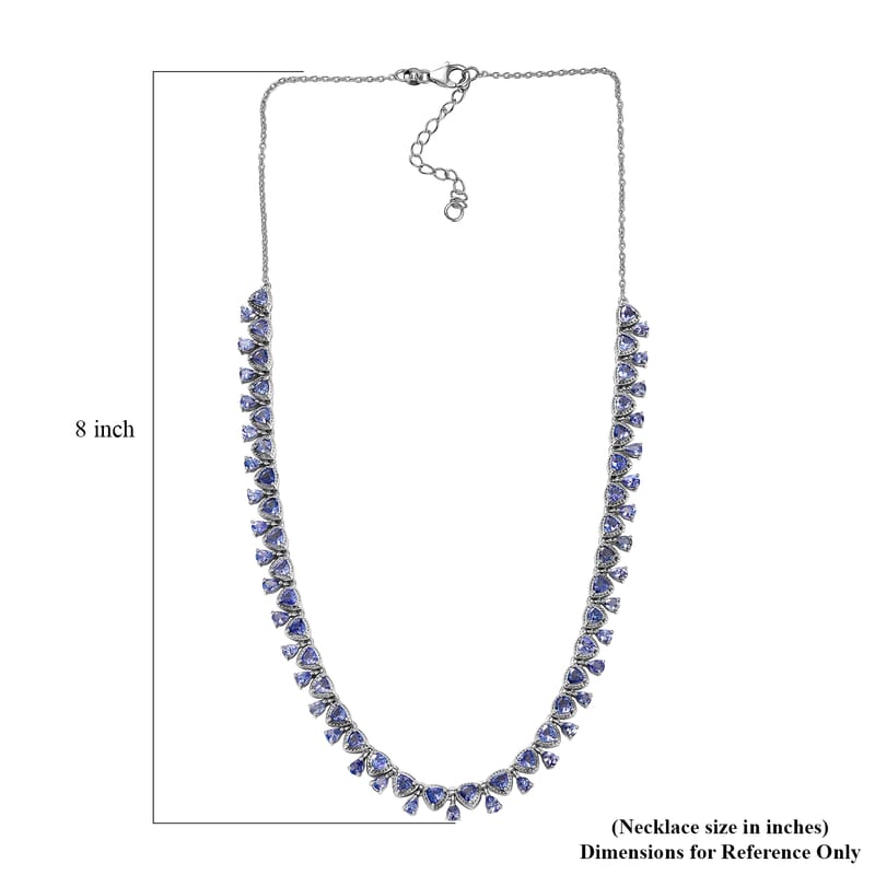 D'Joy Tanzanite 13.00 ctw Floral Vines Necklace in Rhodium Over Sterling Silver 18 Inches