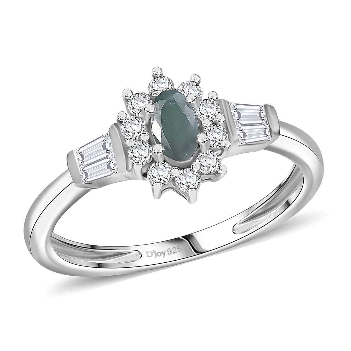 D'Joy Premium Narsipatnam Alexandrite and White Zircon 0.90 ctw Regal Blossom Ring in Rhodium Over Sterling Silver (Size 10.0)