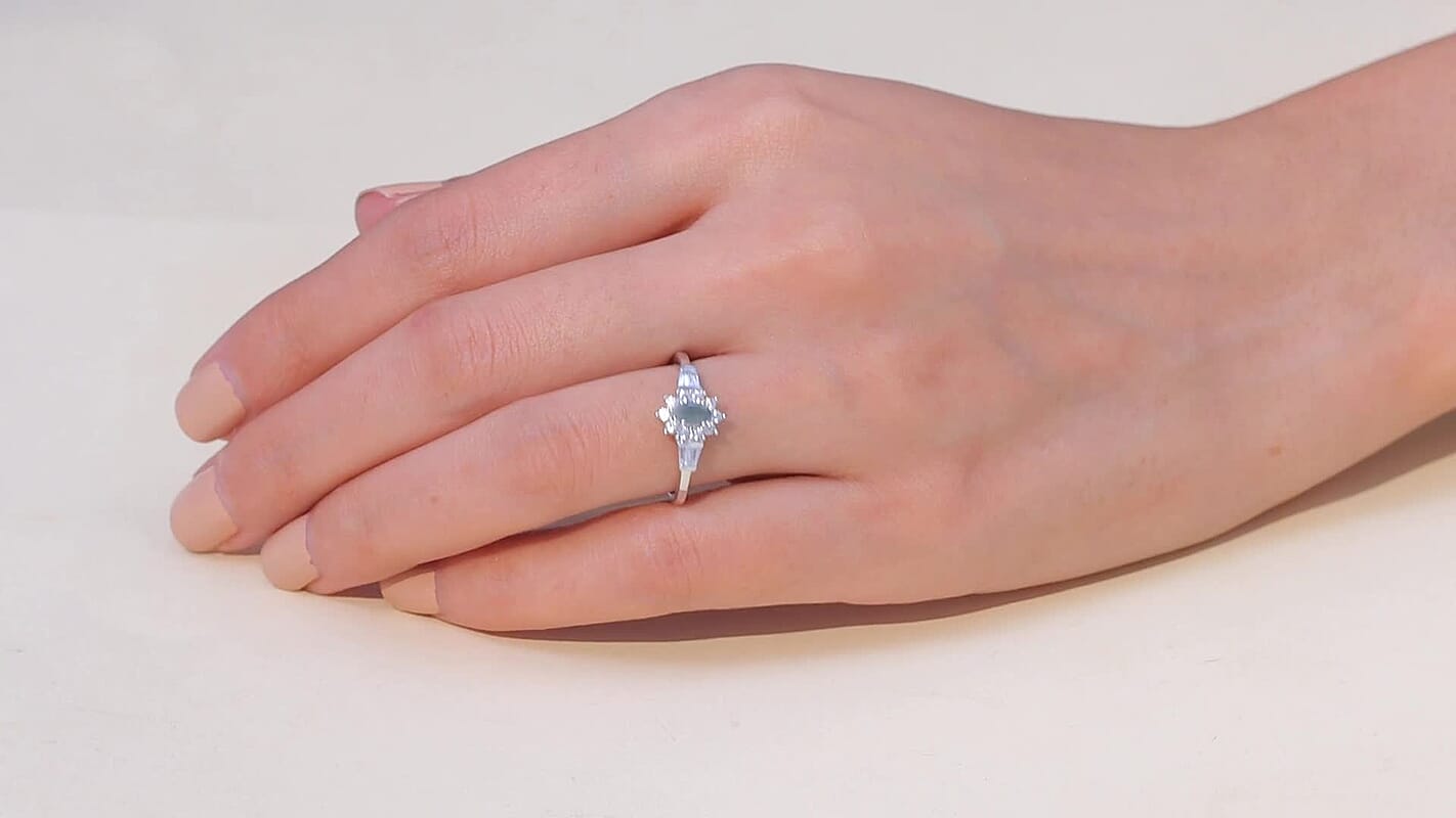 D'Joy Premium Narsipatnam Alexandrite, White Zircon Ring in Rhodium Over Sterling Silver (Size 10.0) 0.90 ctw