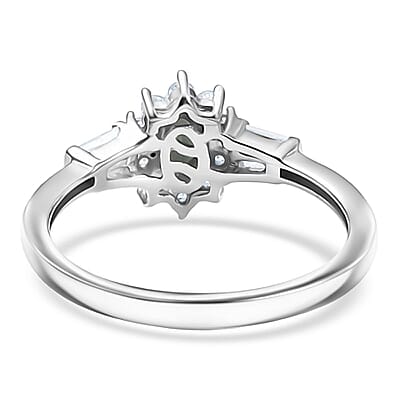 D'Joy Premium Narsipatnam Alexandrite and White Zircon 0.90 ctw Regal Blossom Ring in Rhodium Over Sterling Silver (Size 10.0)