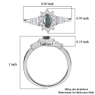 D'Joy Premium Narsipatnam Alexandrite and White Zircon 0.90 ctw Regal Blossom Ring in Rhodium Over Sterling Silver (Size 10.0)