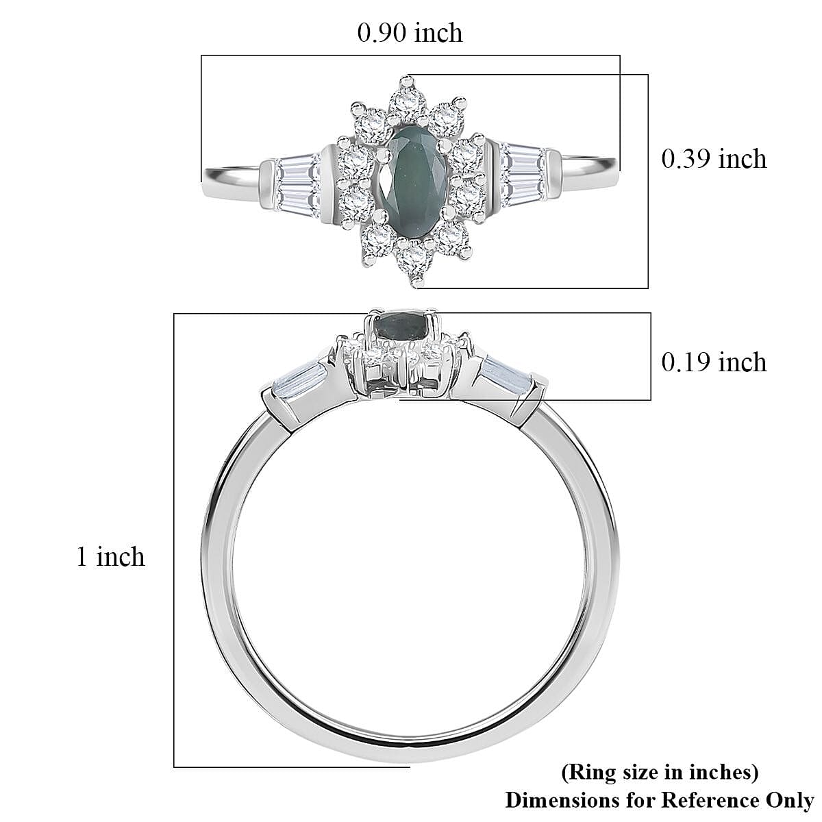 D'Joy Premium Narsipatnam Alexandrite and White Zircon 0.90 ctw Regal Blossom Ring in Rhodium Over Sterling Silver (Size 7.0) image number 5
