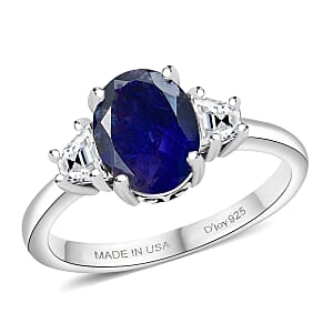 D'Joy Catalina Iolite, Moissanite Ring in Rhodium Over Sterling Silver 2.15 ctw (Size 10.0)