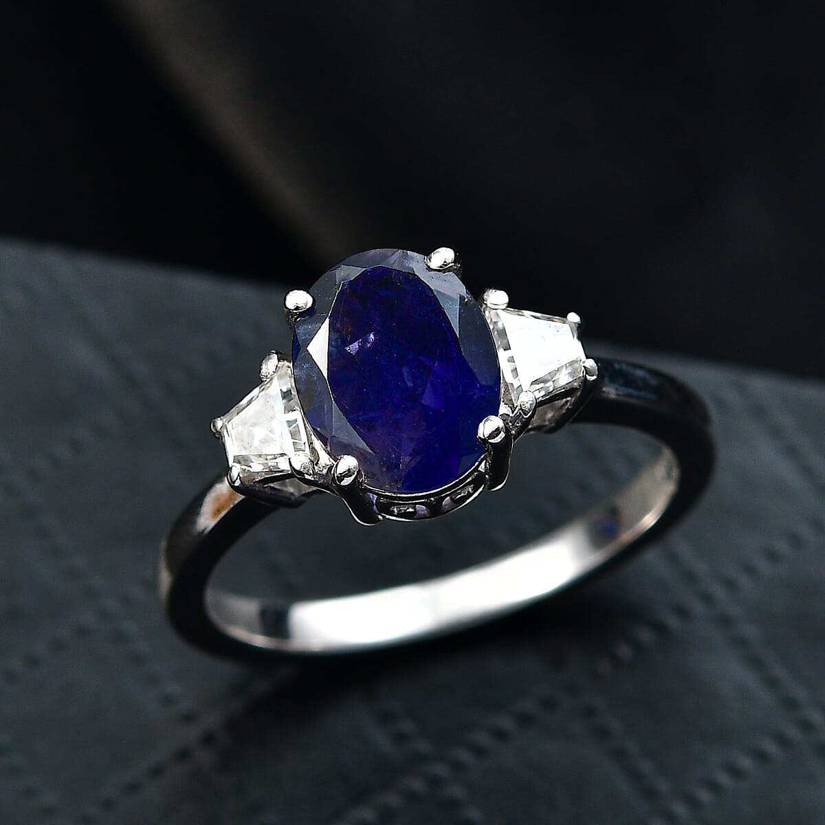 D'Joy Catalina Iolite and Moissanite 1.85 ctw Ring in Rhodium Over Sterling Silver (Size 11.0) image number 1