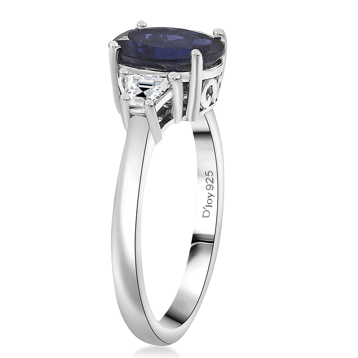 D'Joy Catalina Iolite and Moissanite 1.85 ctw Ring in Rhodium Over Sterling Silver (Size 5.0) image number 3