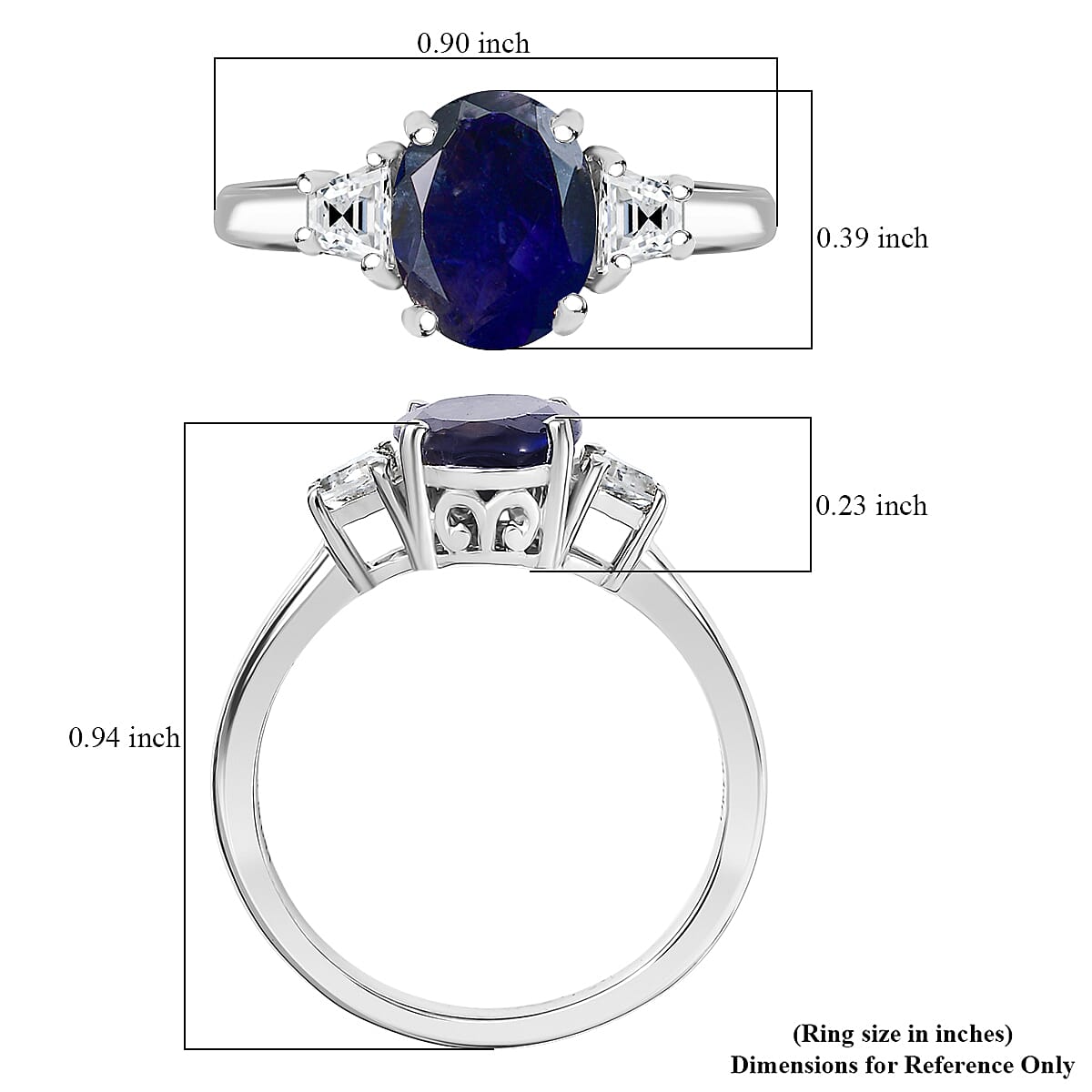 D'Joy Catalina Iolite and Moissanite 1.85 ctw Ring in Rhodium Over Sterling Silver (Size 8.0) image number 5