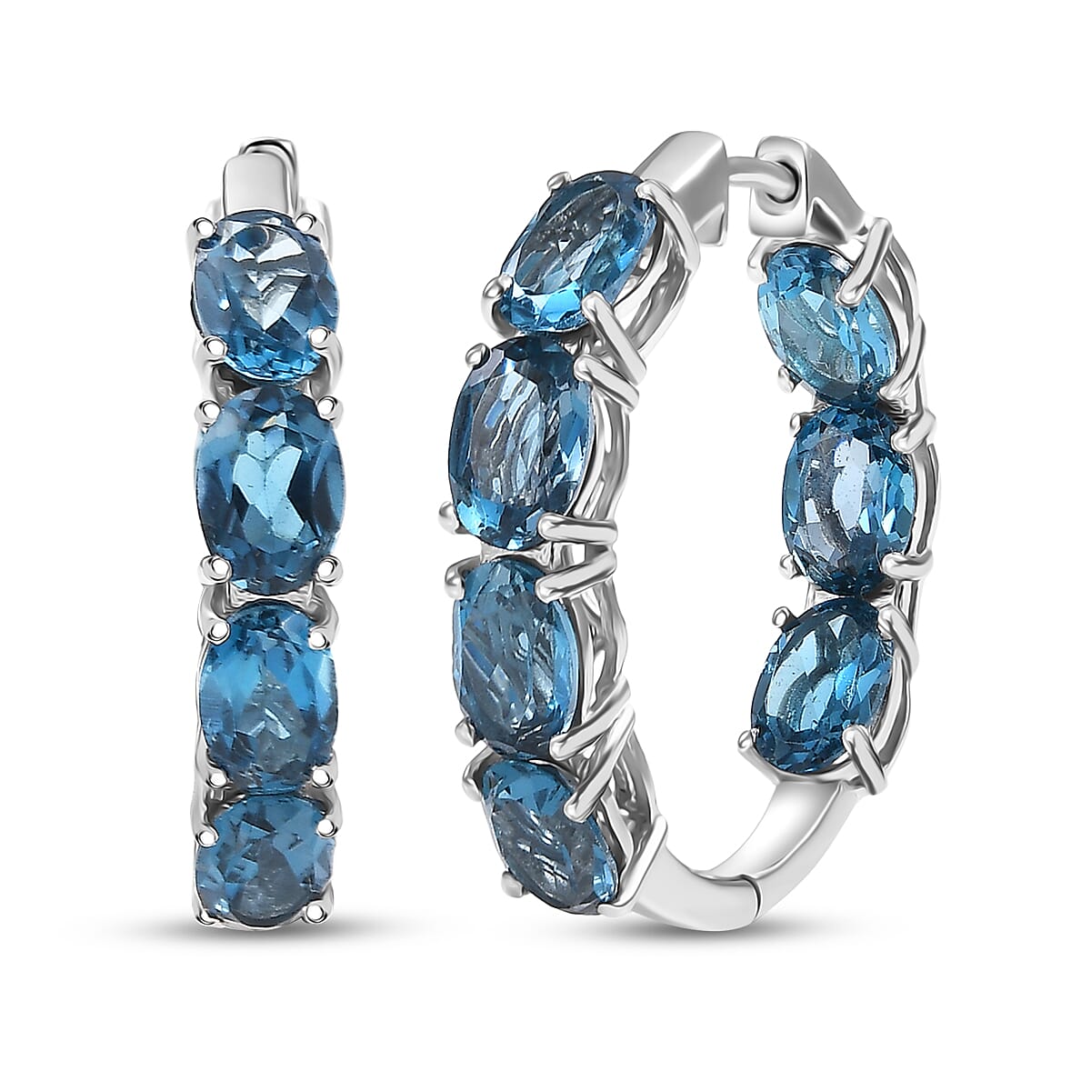 D'Joy London Blue Topaz 13.30 ctw Earrings in Rhodium Over Sterling Silver image number 0