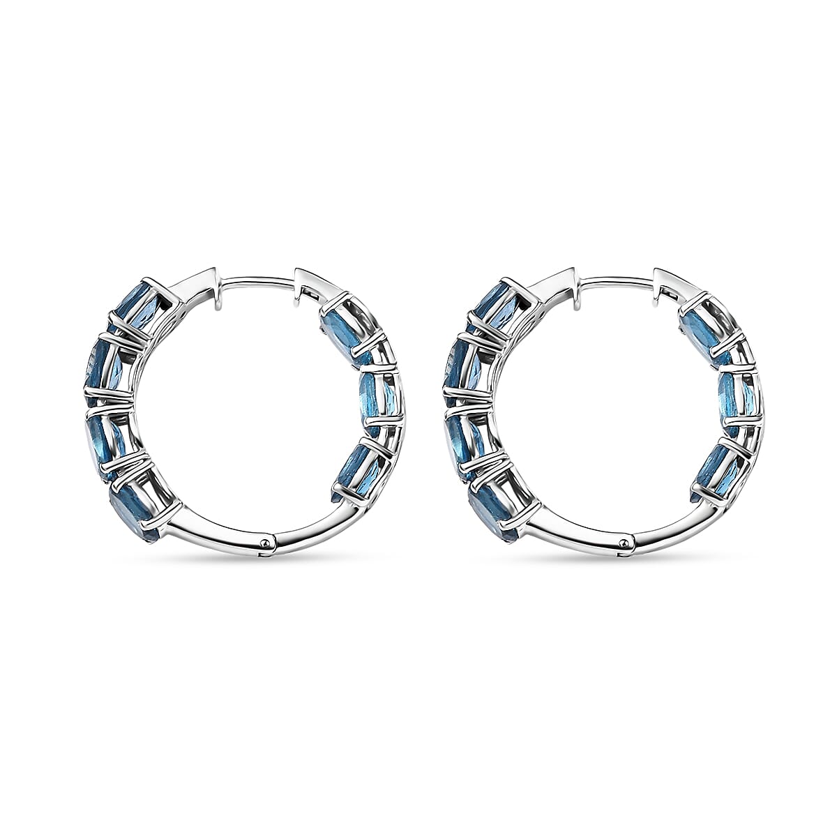 D'Joy London Blue Topaz 13.30 ctw Earrings in Rhodium Over Sterling Silver image number 3