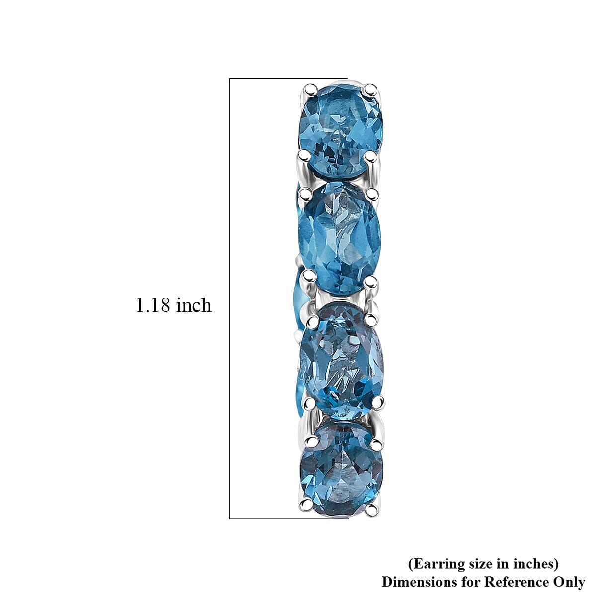 D'Joy London Blue Topaz 13.30 ctw Hoop Earrings in Rhodium Over Sterling Silver