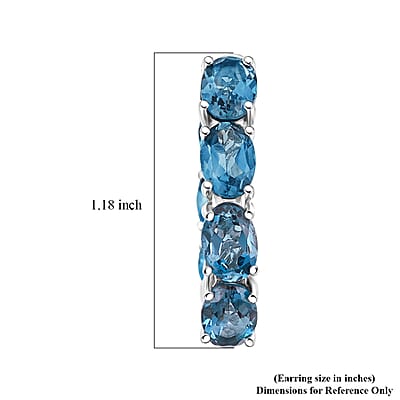 D'Joy London Blue Topaz 13.30 ctw Hoop Earrings in Rhodium Over Sterling Silver