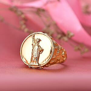 EverTrue Bronzella Collection Statue of Liberty Men's Ring in 18K Yellow Gold Plated Bronze (Size 9.0)