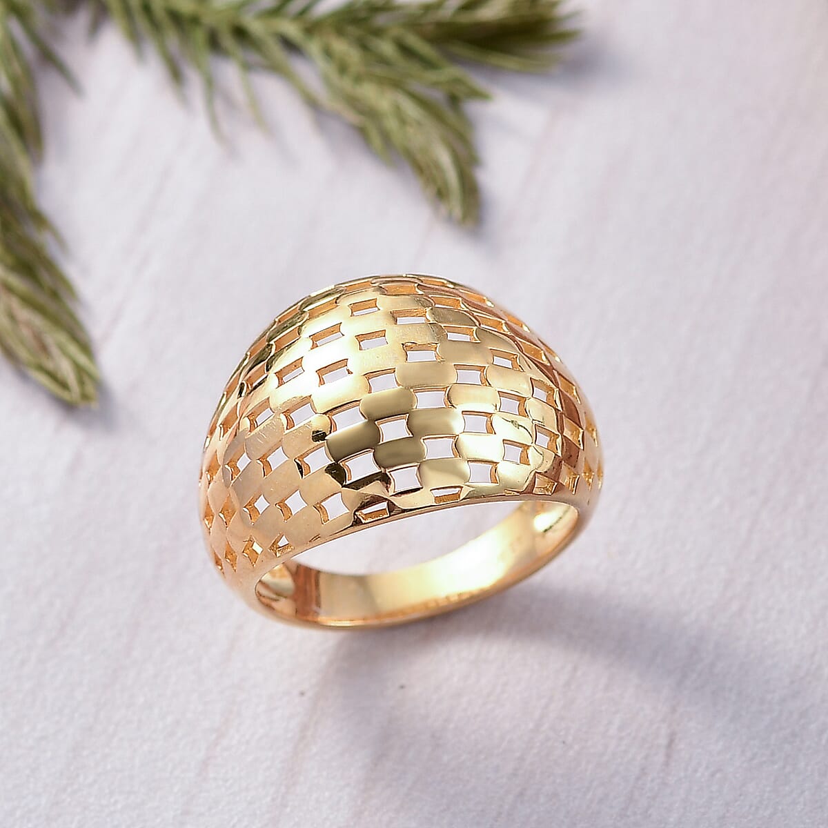 EverTrue Bronzella Collection Beaded Dome Ring in 18K YG Plated Bronze (Size 7.0) image number 1