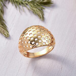 EverTrue Bronzella Collection Beaded Woven Dome Band Ring in 18K YG Plated Bronze (Size 7.0)