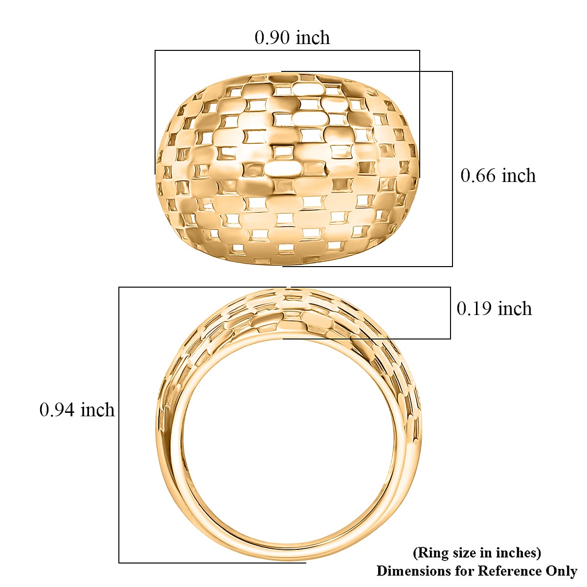 EverTrue Bronzella Collection Beaded Woven Dome Band Ring in 18K YG Plated Bronze (Size 7.0)