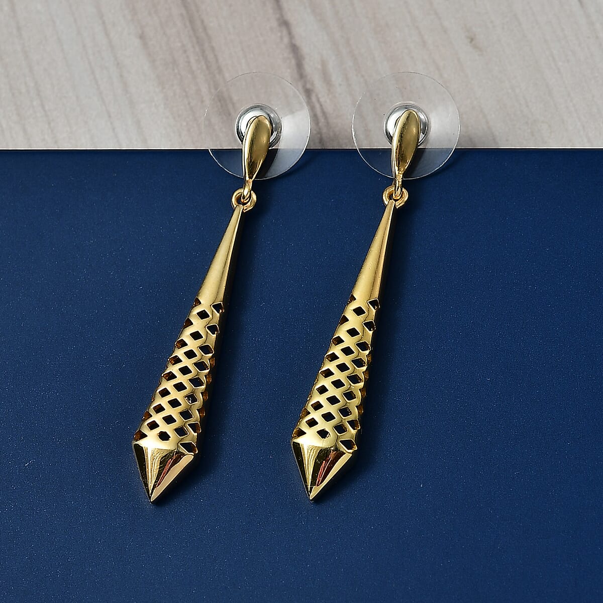 EverTrue Dangling Earrings in 18K YG Plated Bronze image number 1