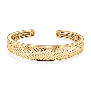 EverTrue Bronzella Collection Basket Weave Cuff Bracelet in 18K YG Plated Bronze (7.25 In)
