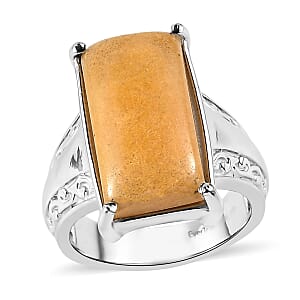 EverTrue Yellow Aventurine 11.50 ctw Solitaire Ring in Stainless Steel (Size 10)