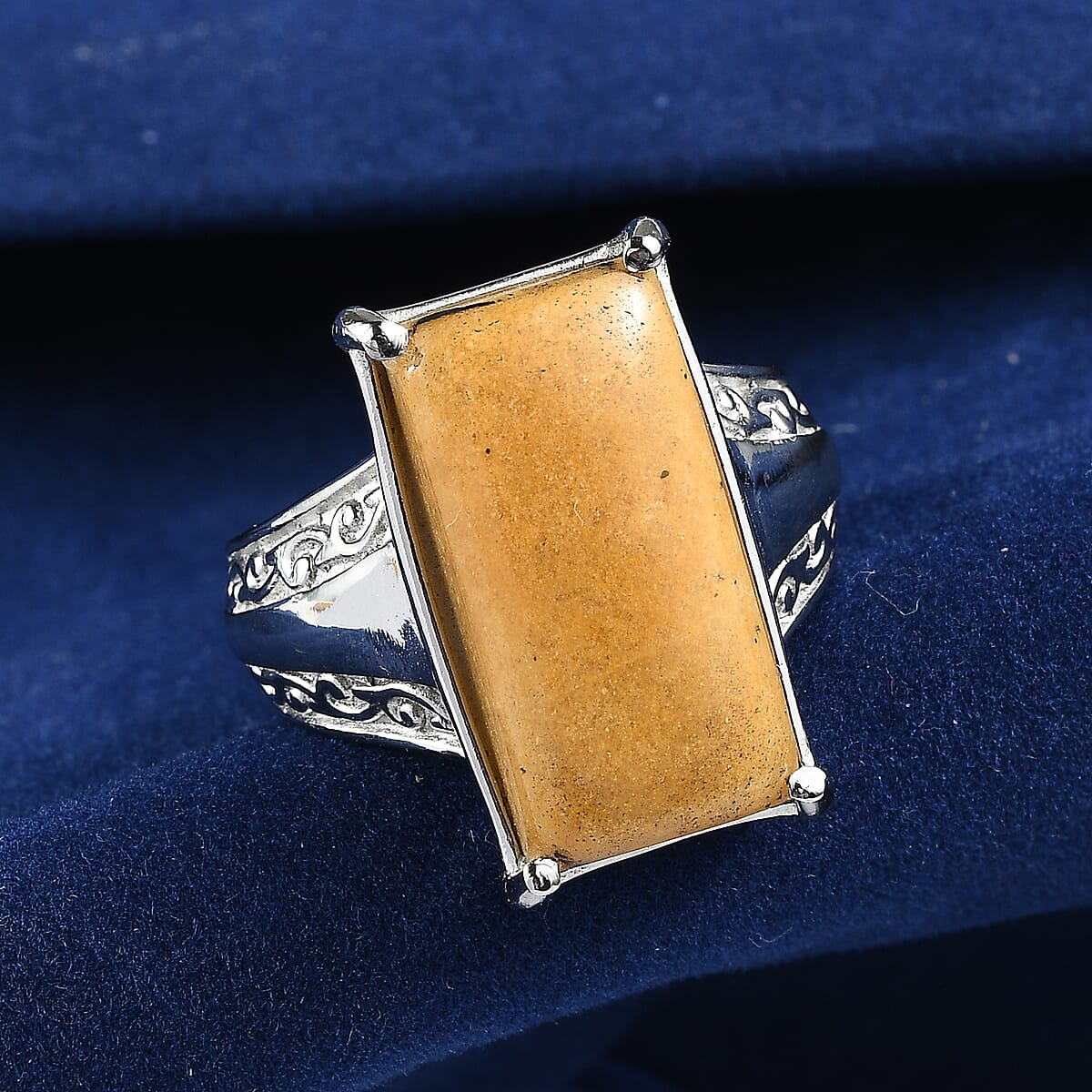 EverTrue Yellow Aventurine 11.50 ctw Solitaire Ring in Stainless Steel (Size 10) image number 1