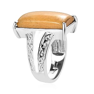 EverTrue Yellow Aventurine 11.50 ctw Solitaire Ring in Stainless Steel (Size 10)