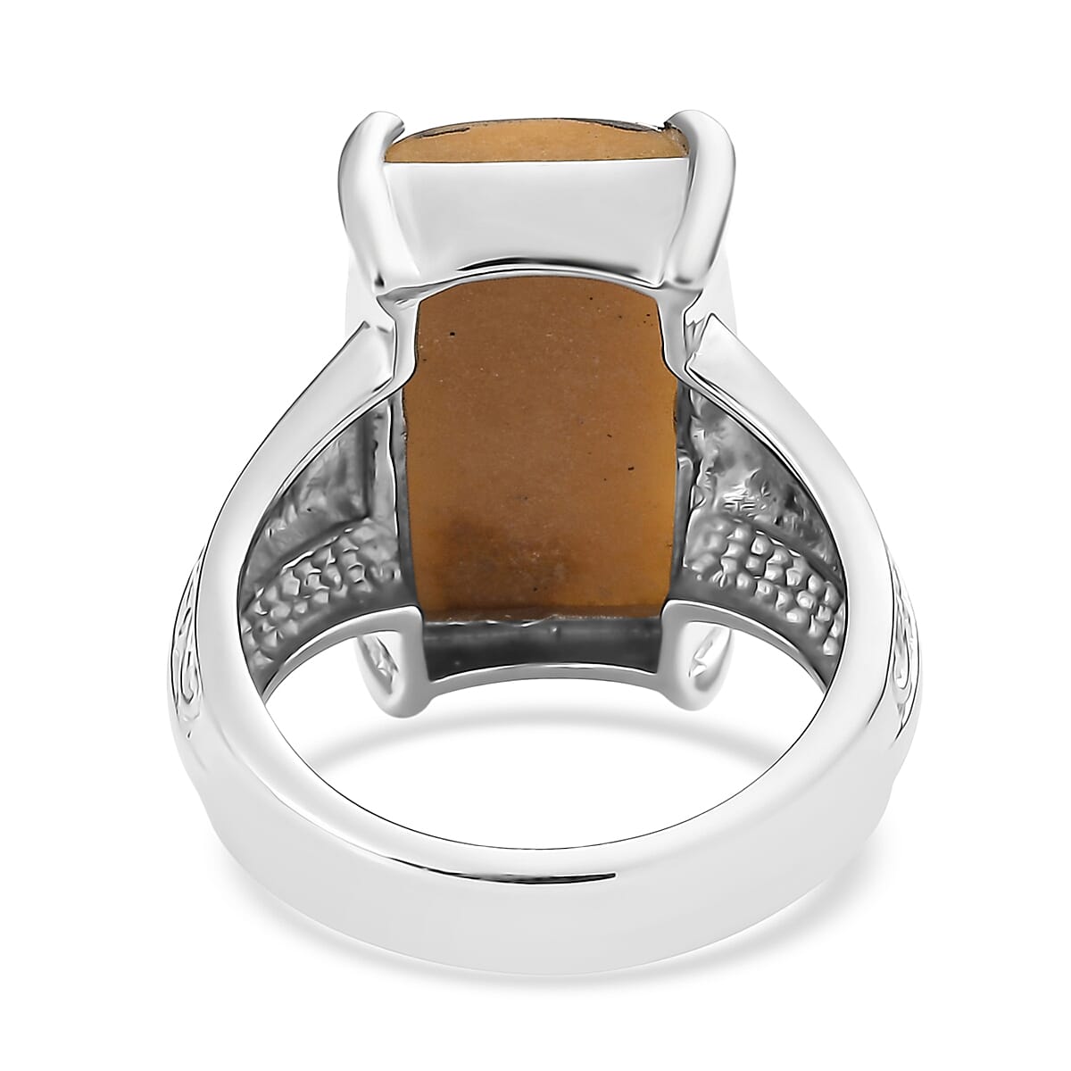 EverTrue Yellow Aventurine 11.50 ctw Solitaire Ring in Stainless Steel (Size 10) image number 4