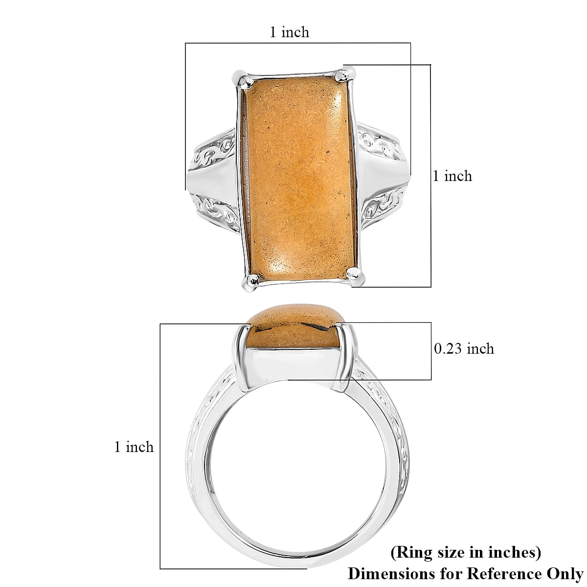 EverTrue Yellow Aventurine 11.50 ctw Solitaire Ring in Stainless Steel (Size 10) image number 5