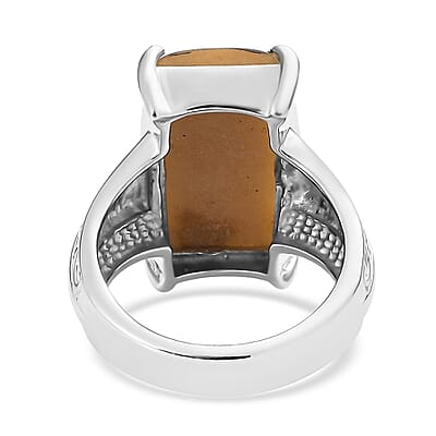 EverTrue Yellow Aventurine 11.50 ctw Solitaire Ring in Stainless Steel (Size 11.0)
