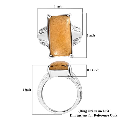 EverTrue Yellow Aventurine 11.50 ctw Solitaire Ring in Stainless Steel (Size 7.0)