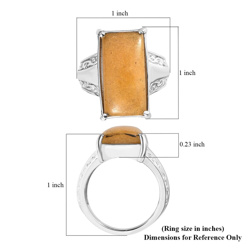 EverTrue Yellow Aventurine 11.50 ctw Solitaire Ring in Stainless Steel (Size 9.0)