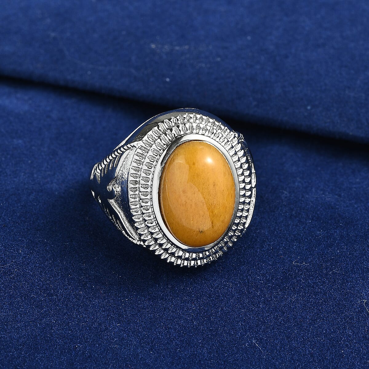 EverTrue Yellow Aventurine 6.30 ctw Solitaire Ring in Stainless Steel (Size 10.0) image number 1