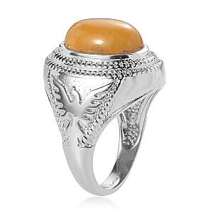EverTrue Yellow Aventurine 6.30 ctw Solitaire Ring in Stainless Steel (Size 10.0)