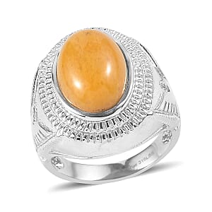 EverTrue Yellow Aventurine 6.30 ctw Solitaire Ring in Stainless Steel (Size 6.0)