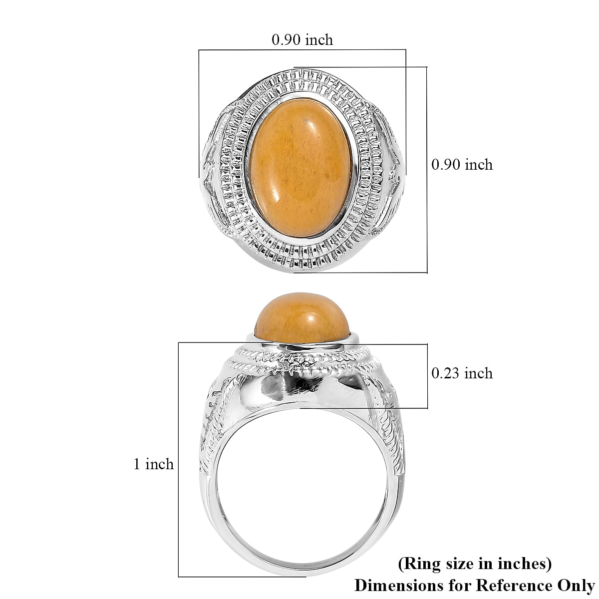 EverTrue Yellow Aventurine 6.30 ctw Solitaire Ring in Stainless Steel (Size 6.0) image number 5
