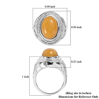 EverTrue Yellow Aventurine 6.30 ctw Solitaire Ring in Stainless Steel (Size 9.0)
