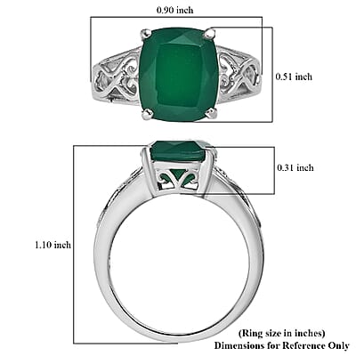 EverTrue Green Onyx 5.10 ctw Solitaire Ring in Stainless Steel (Size 5.0)