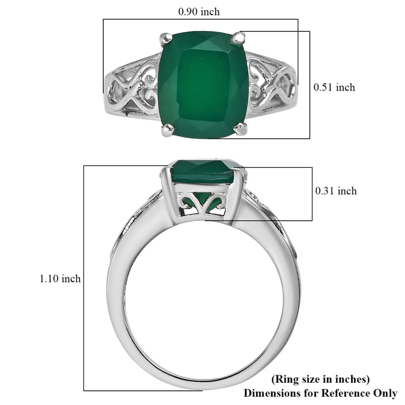 EverTrue Green Onyx 5.10 ctw Solitaire Ring in Stainless Steel (Size 9.0)